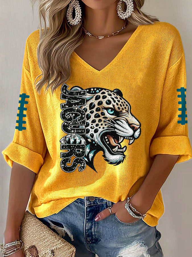 Women'S Football  Print Waffle  Top