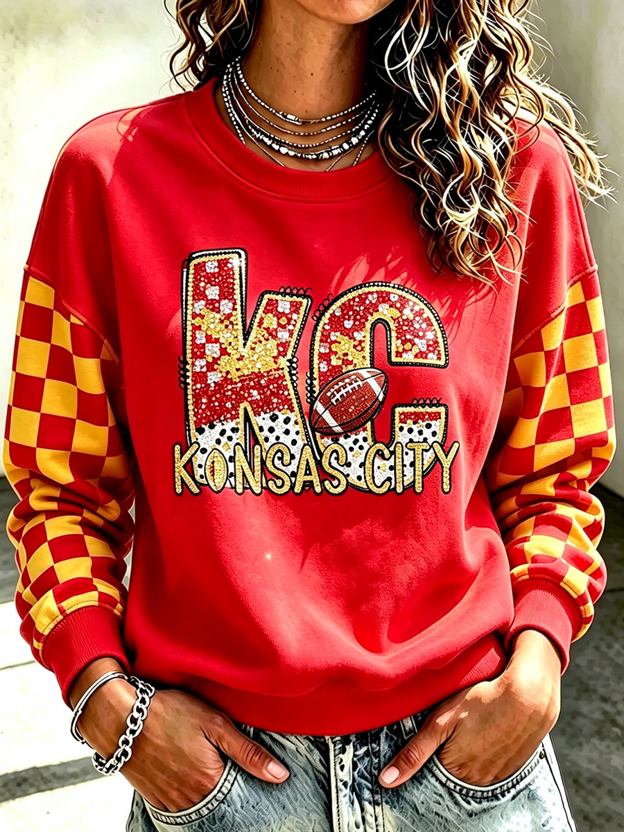 Women's Football Printed Casual Sweatshirt