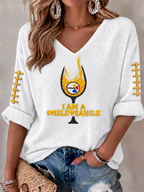 Women's Football Printed V-Neck T-Shirt