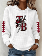 Women's Football Printed Checkered Fabric Hooded Sweatshirt
