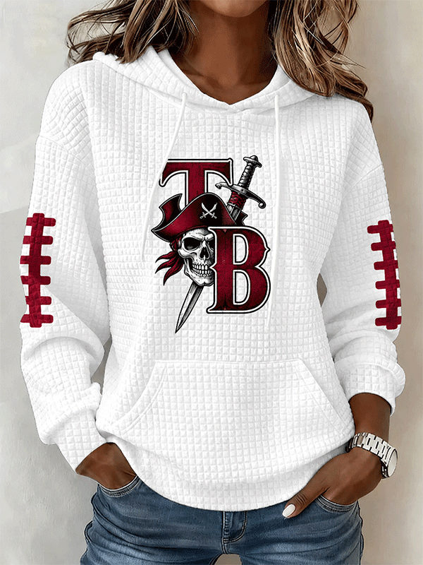 Women's Football Printed Checkered Fabric Hooded Sweatshirt