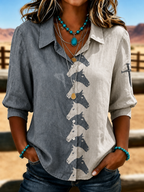 Women's Western Style Cross Retro Printed Shirt