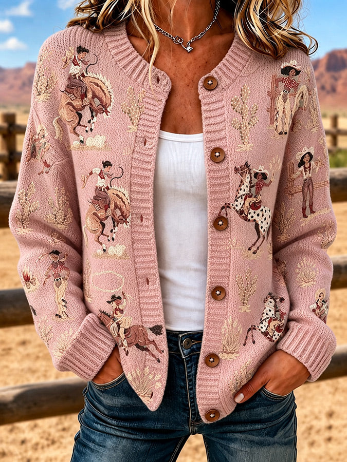 Ladies' Western Style Sweater Cardigan