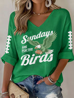 Women'S Football  Print Waffle  Top