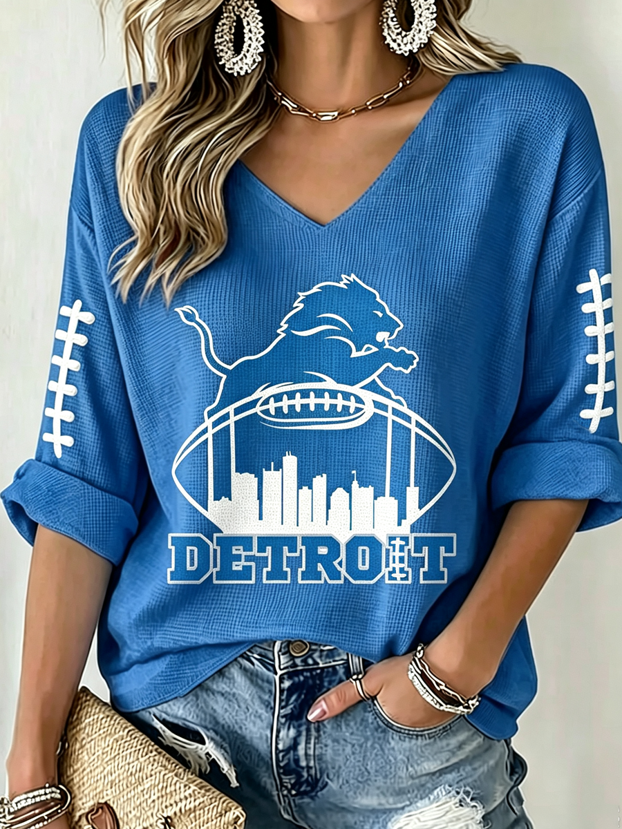 Women'S Football  Print Waffle  Top