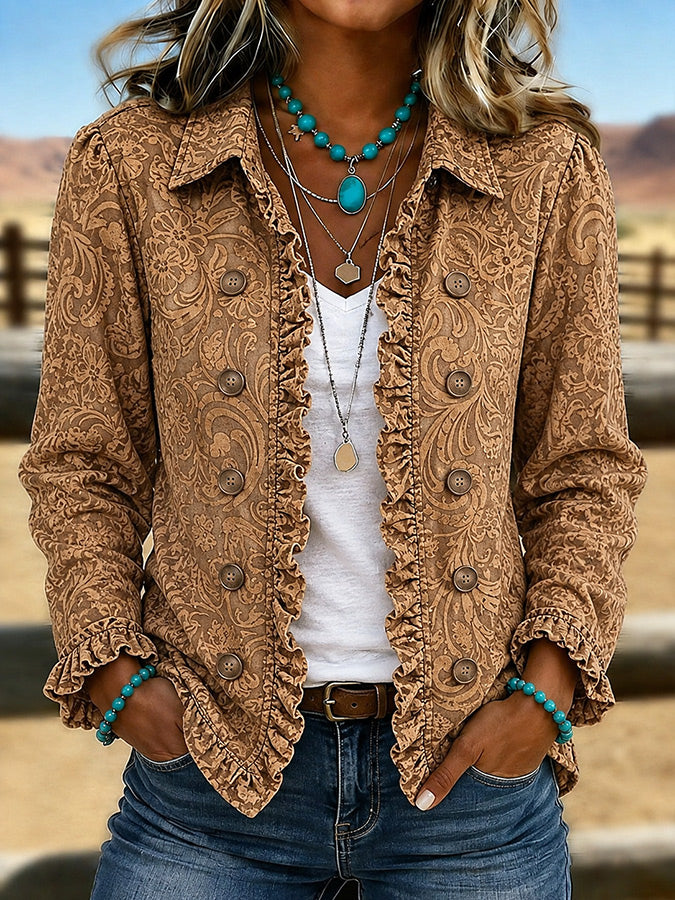 Women'S Casual Western Ruffled Jacket