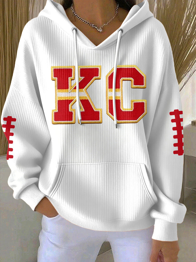 Women'S Football Print Hooded Sweatshirt