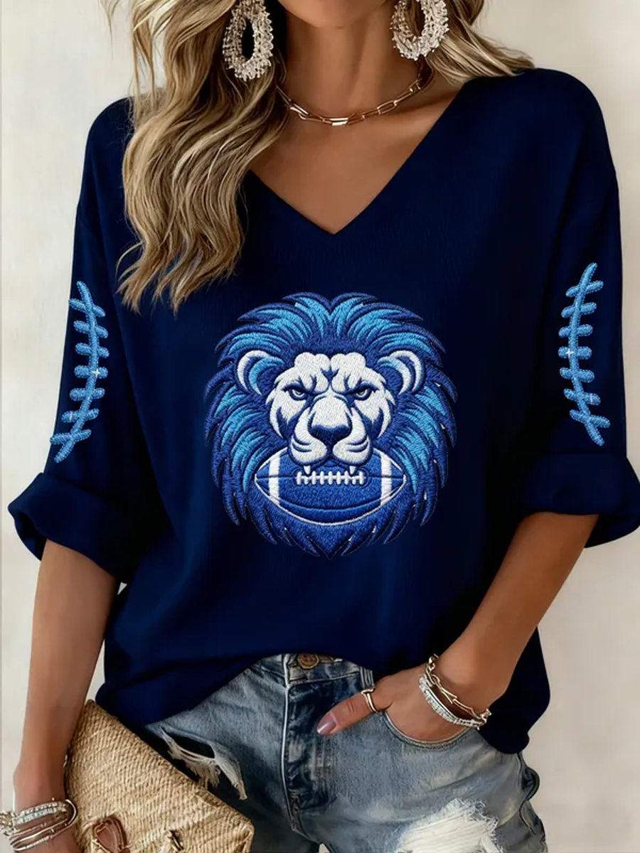 Women'S Football  Print Waffle  Top
