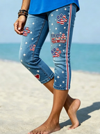 Women's Retro Independence Day Flag Printed Leggings