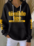 Women'S Football Print Hooded Sweatshirt
