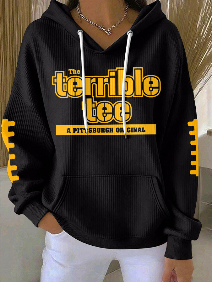 Women'S Football Print Hooded Sweatshirt