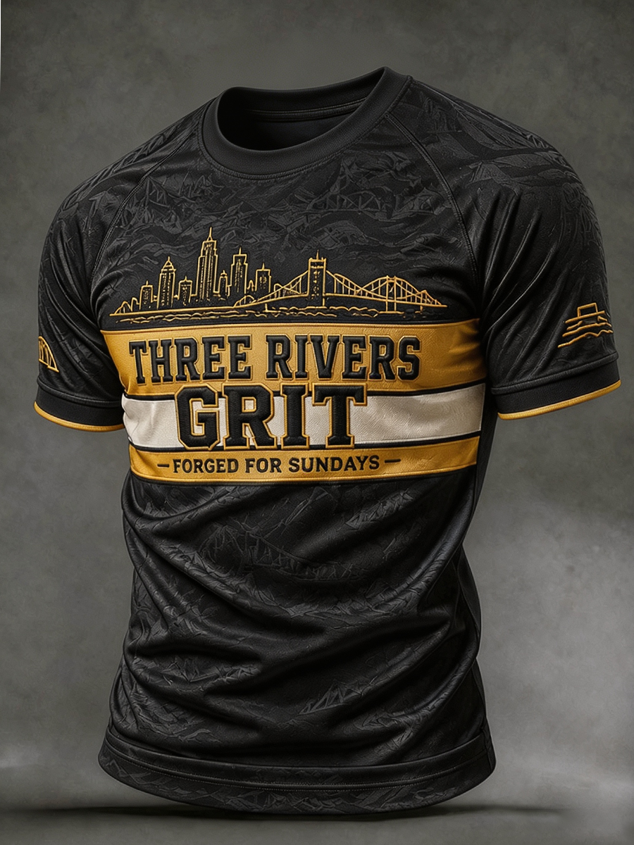 Men'S Football Printed Short Sleeved T-Shirt
