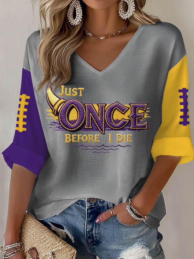Women'S Football Print Waffle  Top