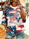 Women'S Anniversary USA Flag Eagle Statue Of Liberty Print Hoodie