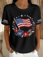 Women'S America Flag Printed Casual T-Shirt