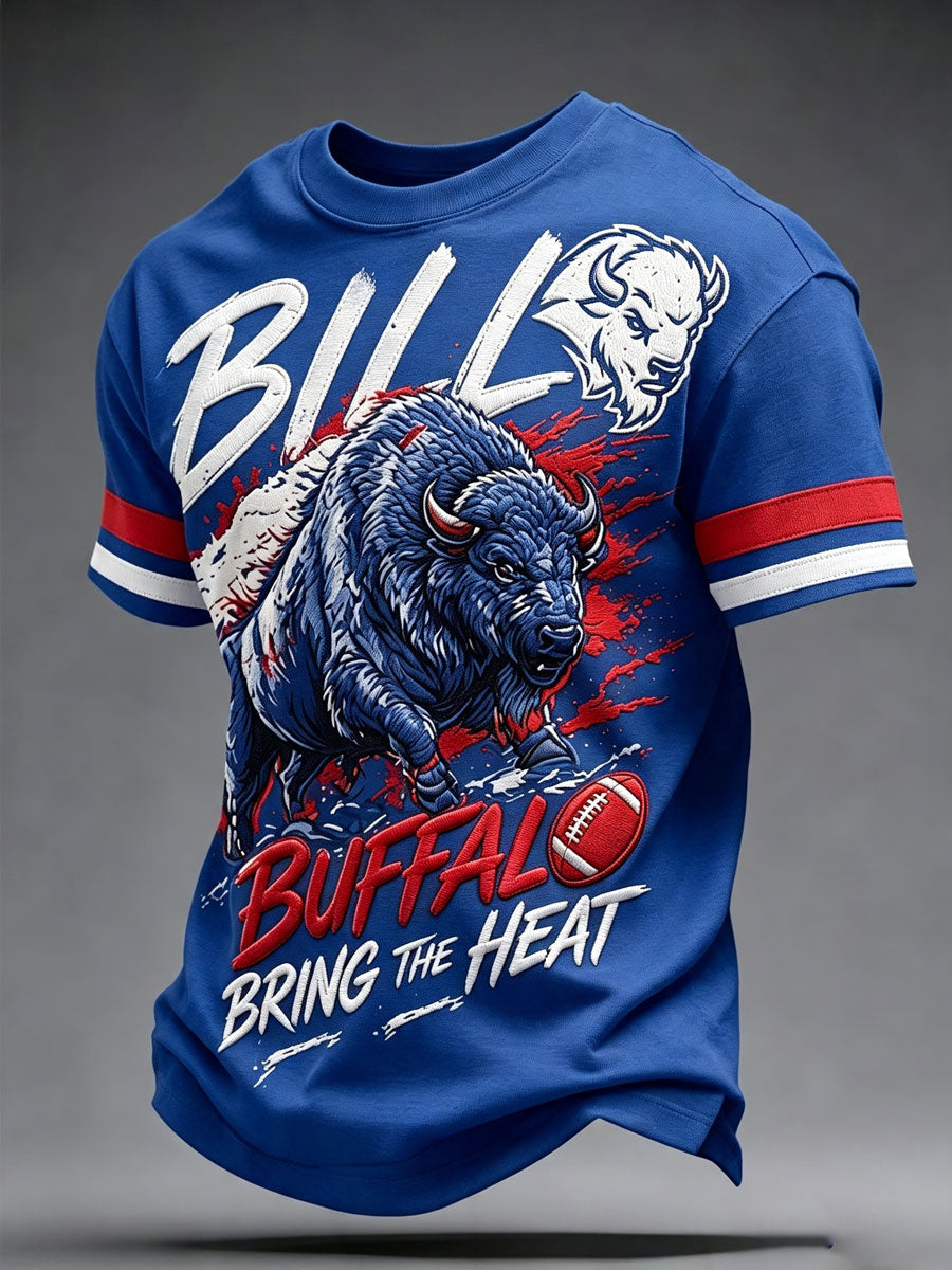 Men's football printed short sleeved T-shirt