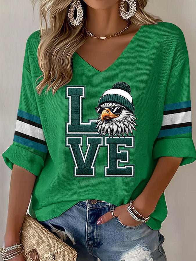 Women'S Football  Print Waffle  Top