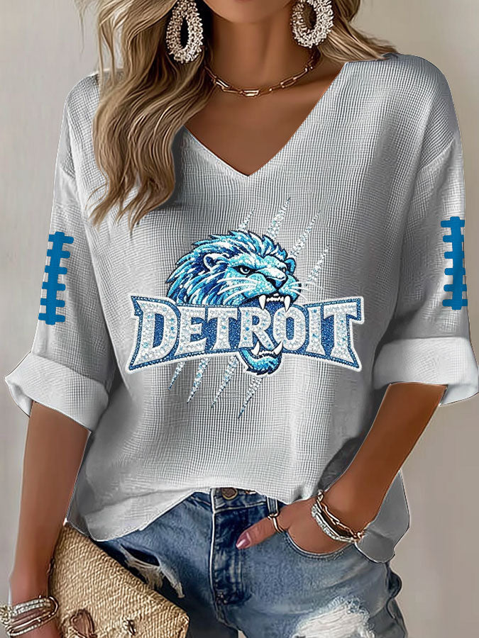 Women'S Football  Print Waffle  Top