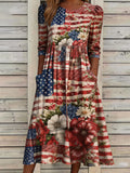 Women'S Flag Floral Printed Casual Dress