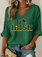 Women'S Rugby Patterned Waffle V-Neck Top