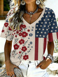 Women'S V-Neck American 250 Celebration Printed T-Shirt