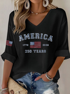 Women's Casual Printed Waffle Top