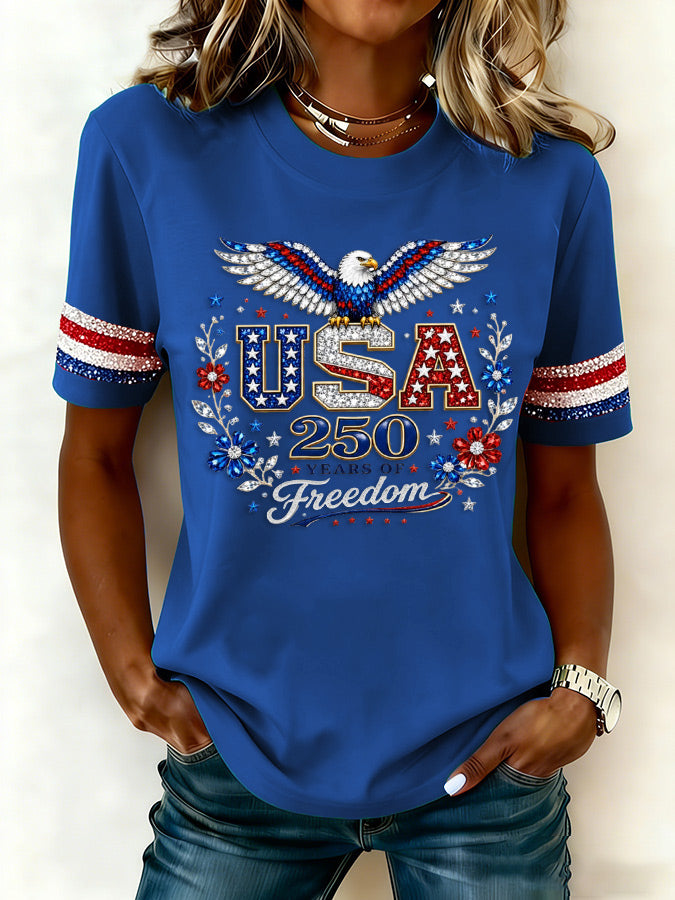 Women'S  Anniversary Flag Printed Casual T-Shirt