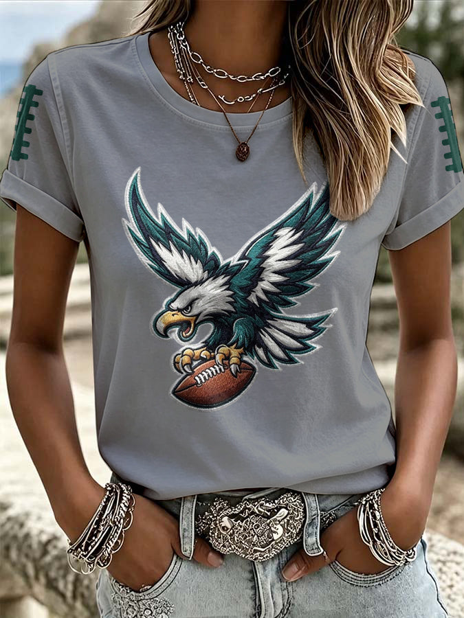 Women'S Retro Football Printed T-Shirt
