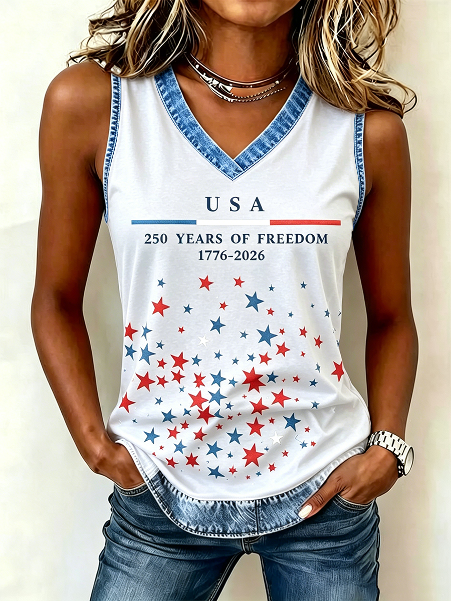 250Th Anniversary Embroidered Printed V-Neck Tank Top In The United States