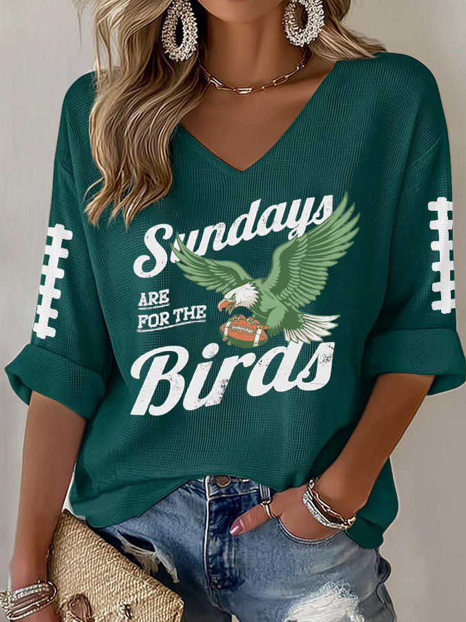 Women'S Football  Print Waffle  Top