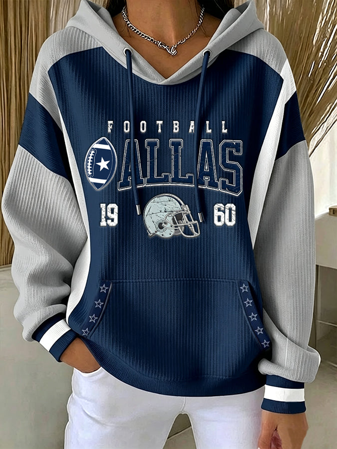 Women's Cowboy Football Team Fans Print Hooded Sweatshirt