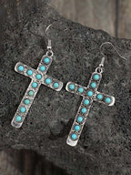 Female Turquoise Cross Earrings
