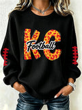 Women'S Football Print Checkered Sweatshirt