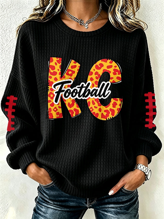 Women'S Football Print Checkered Sweatshirt