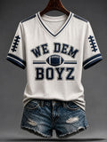 Women's Football We Dem Boyz Printed V-neck T-shirt