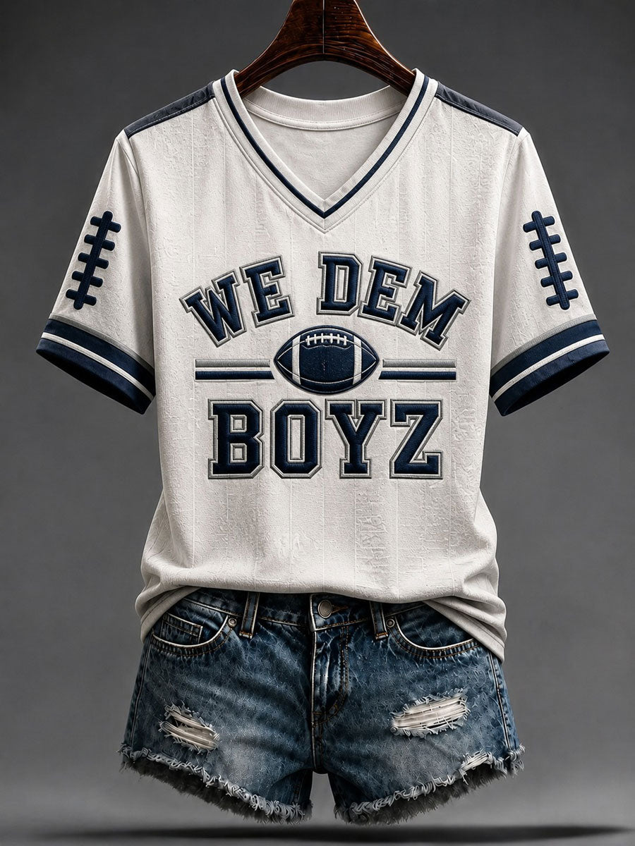 Women's Football We Dem Boyz Printed V-neck T-shirt