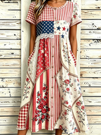 Women'S Casual American Independence Day Print Art Casual Dress