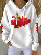Women'S Football Print Hooded Sweatshirt