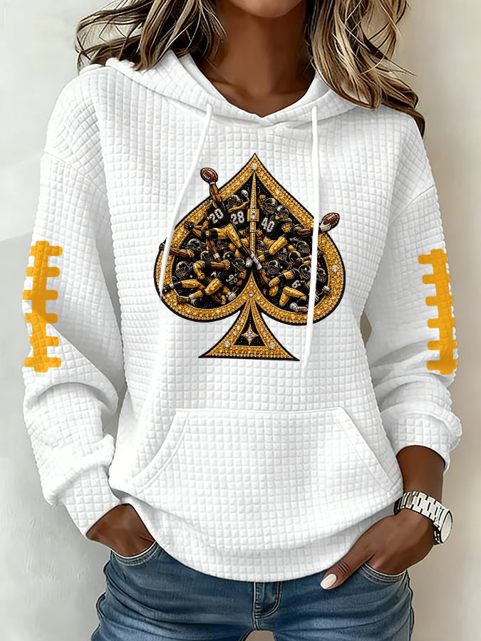 Women'S Football Print Hooded Sweatshirt