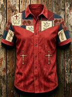 Men'S Western Style Ethnic Print Cross Shirt