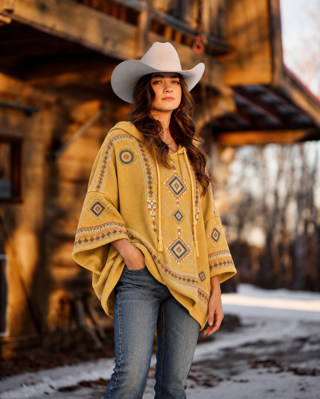 Women’s Retro Western Style Print Hoodie