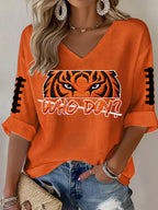 Women'S Football  Print Waffle  Top