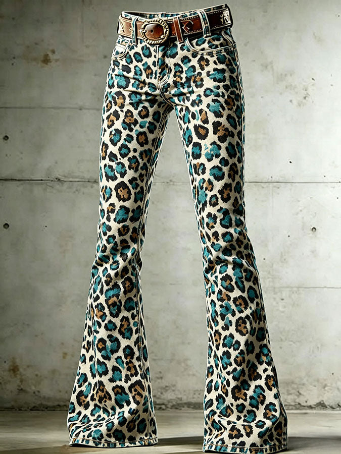 Women'S Football Print Flare Denim Jeans