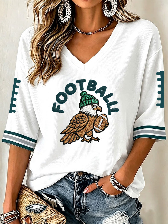 Women's Football Fans Eagles Casual Printed T-shirt