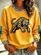 Women'S Retro Football Print Round Neck Sports Shirt