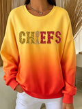 Women's Football Flash Diamond Gradient Print Casual Sweatshirt