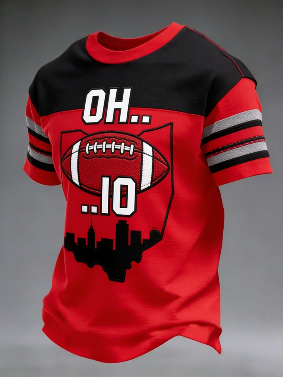 Men's Football Print Casual T-Shirt