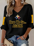 Women'S Football  Print Waffle  Top