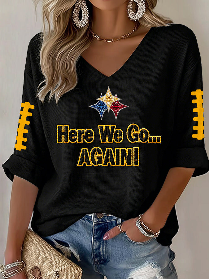 Women'S Football  Print Waffle  Top