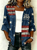 Women'S Casual Loose Independence Day Patriotic Cardigan